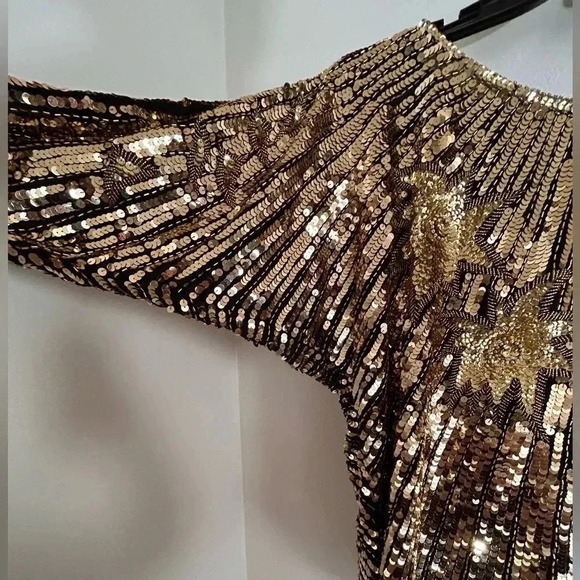 Golden Sequin Blinging Shining Long Sleeved Women’s Top Vintage 80’s Rare EUC - Picture 5 of 13